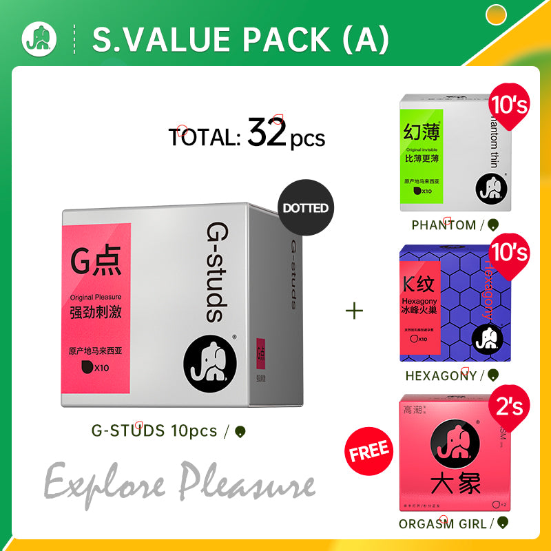 Elephant Condom Explorer Pleasure Value Pack (32-33's)