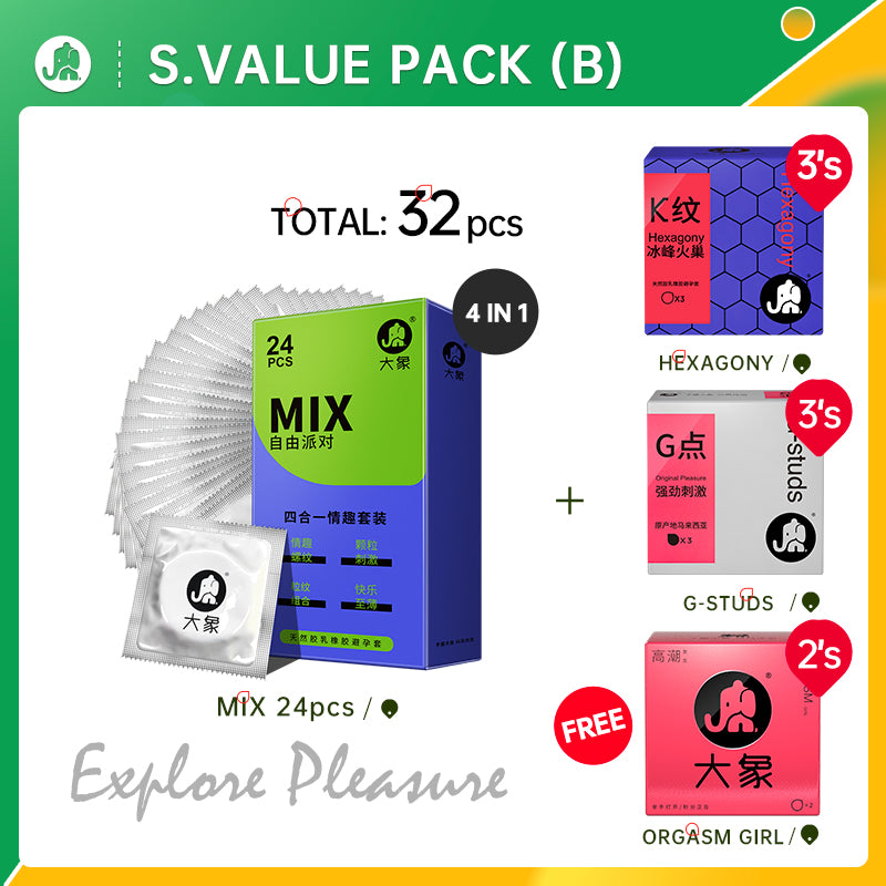 Elephant Condom Explorer Pleasure Value Pack (32-33's)