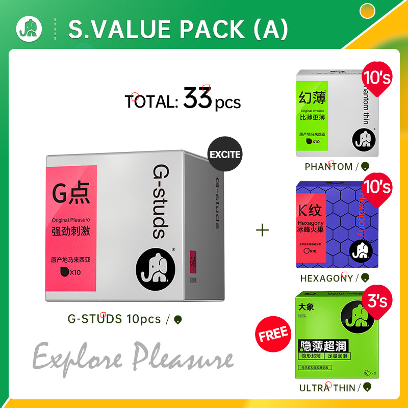 Elephant Condom Explorer Pleasure Value Pack (33-35's)