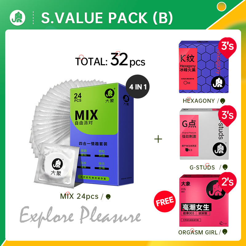 Elephant Condom Explorer Pleasure Value Pack (32-33's)