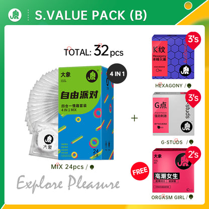 Elephant Condom Explorer Pleasure Value Pack (32-33's)