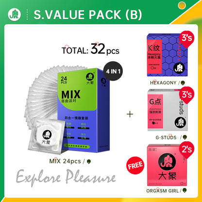 Elephant Condom Explorer Pleasure Value Pack (32-33's)